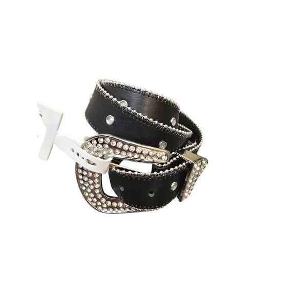 True Religion Rhinestone Embellished Big Buckle Belt